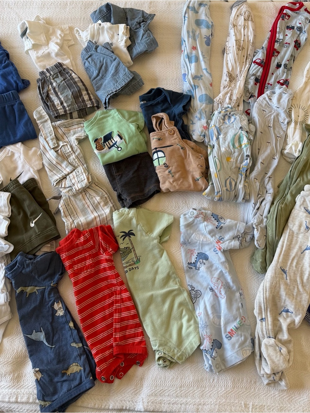 Carter's Mixed Color Baby Footie Bundle – Red, Blue, Green, Tan, White